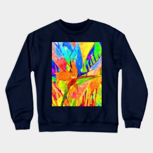 Bird of paradise plant with flower watercolor painting Crewneck Sweatshirt